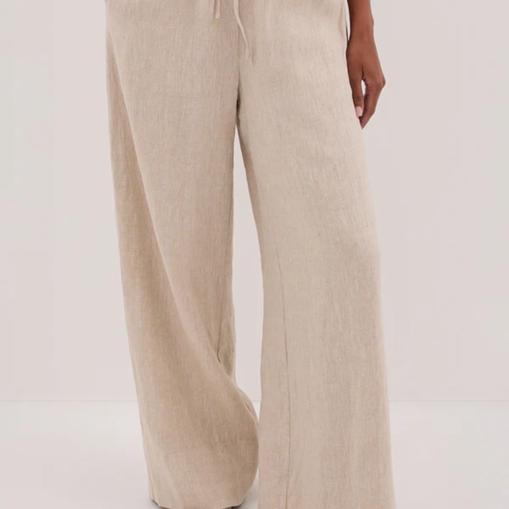 DISSH Gina Natural Linen Wide-Leg Pants – Natural, Size 4 - Picture 2 of 2